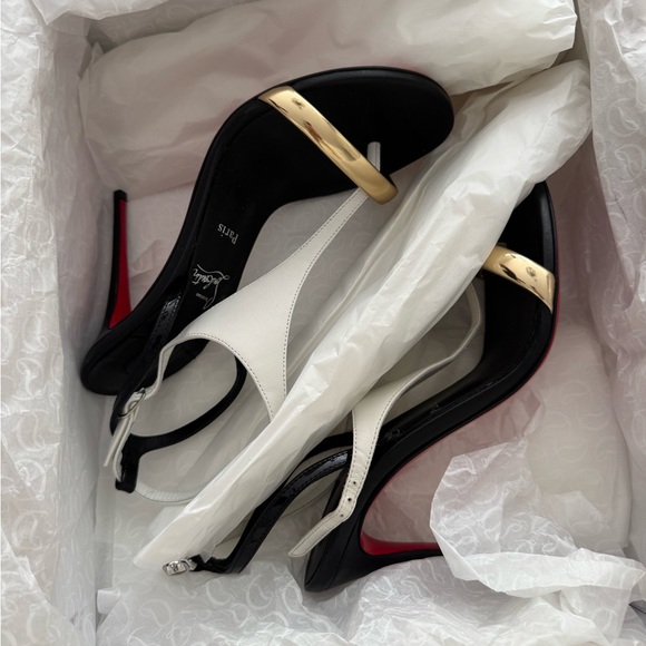 Christian Louboutin Black, White, and Gold Heels - Picture 1 of 5